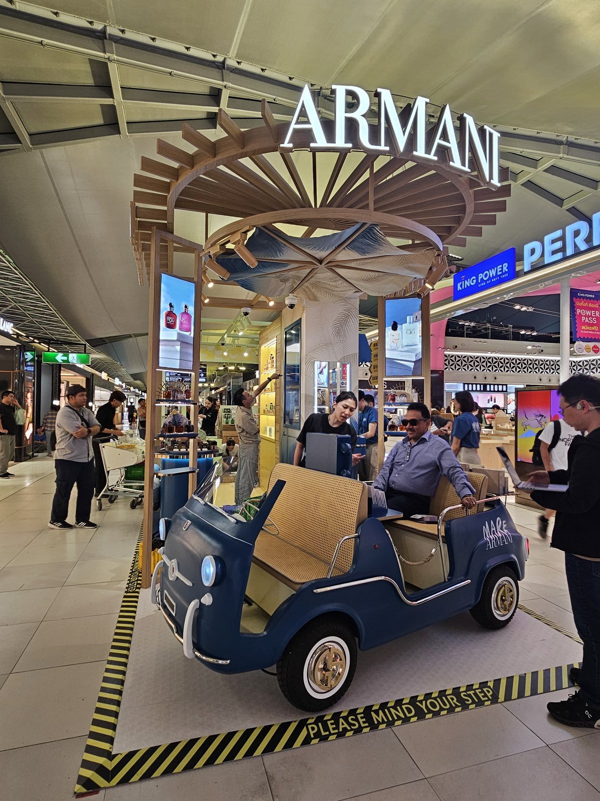 Armani vintage Fiat installation at the King Power pop-up